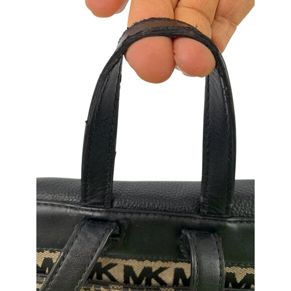 Michael Kors Evie Monogram Canvas & Leather Small Backpack Black/Brown Used - Picture 10 of 16